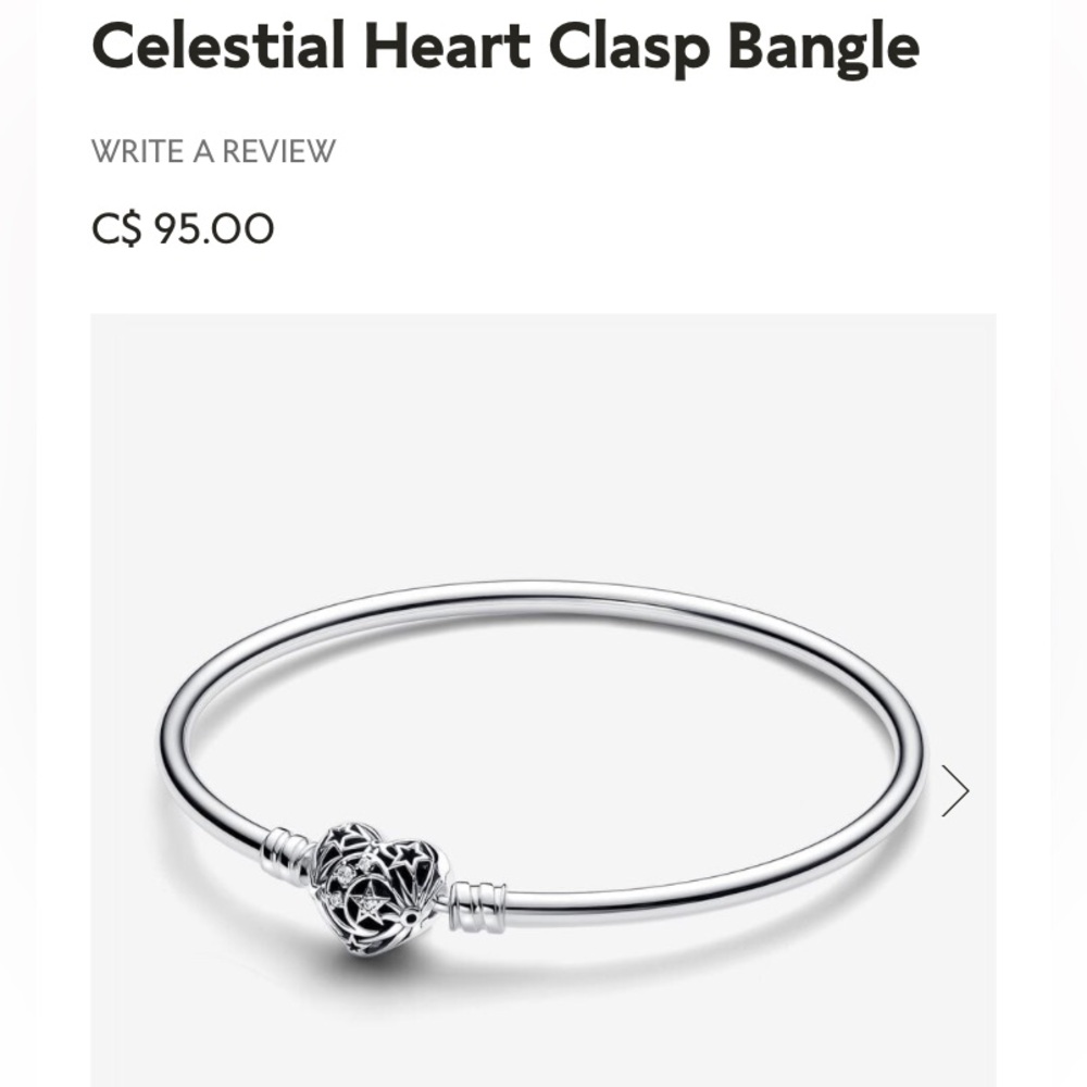 Aurhentic Pandora Celestial Heart Clasp Bangle Sterling Silver 7.5” New